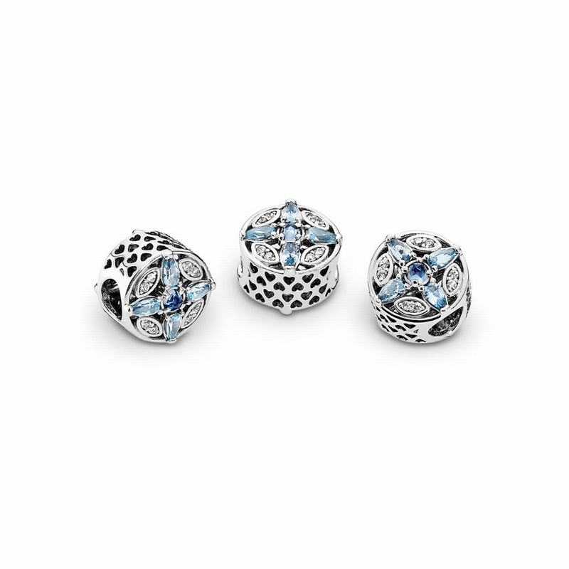 Pandora Patterns Of Frost Charm Ireland - Sterling Silver/Blue/Mixed Stones/Cubic Zirconia - 974165B